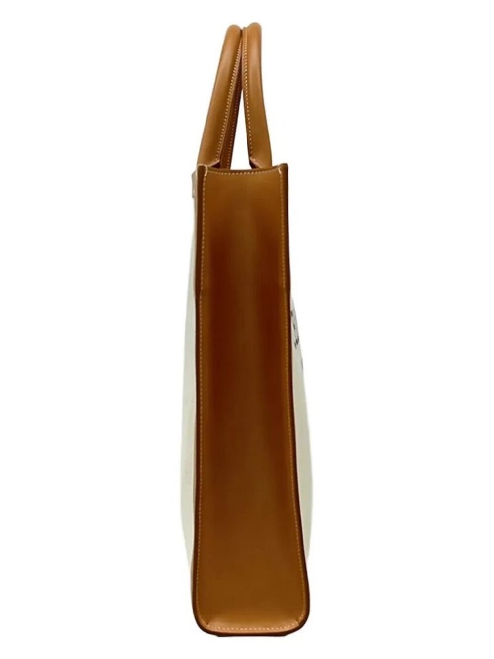 CELINE Small Vertical CELINE Cabas Cream Brown Canvas Leather Tote Bag - Picture 4 of 15